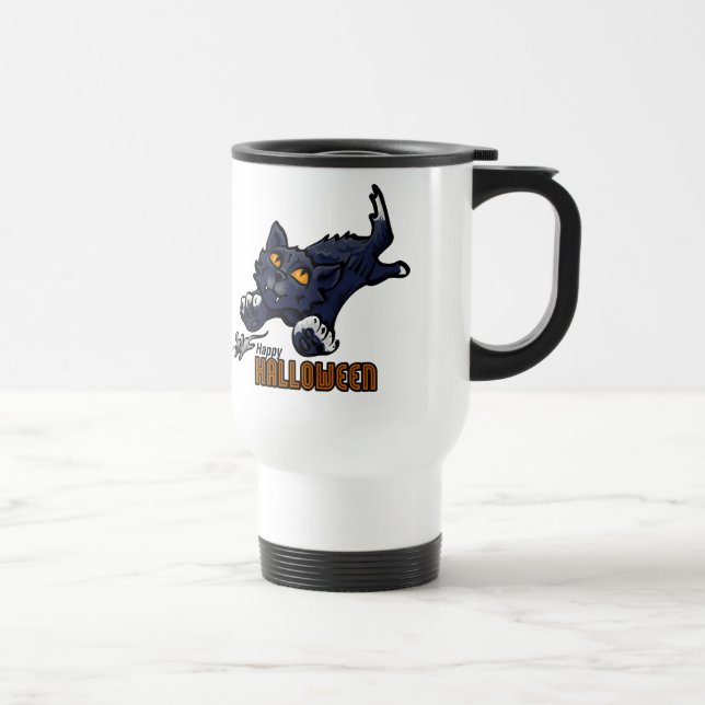Taza De Viaje Feliz gato y ratón de Halloween (Derecha)
