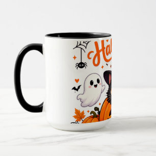 Taza de viaje Feliz Halloween de gato lindo - Bruj