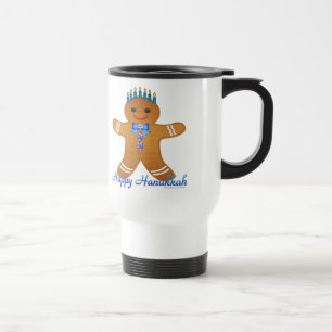 Taza De Viaje Feliz Hanukkah Gingerbread Man Menorah