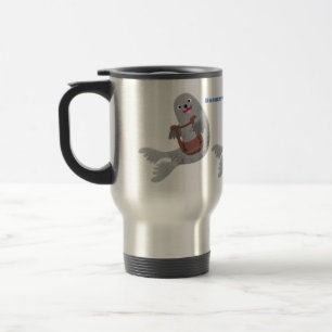 Taza De Viaje Feliz ilustracion de personalizado de foca de arpa