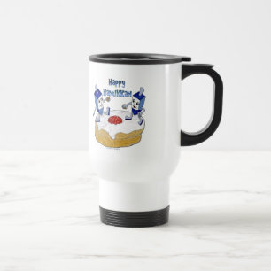 Taza De Viaje Feliz Janucá Dreidels Bailarines Doughnut de Jalea