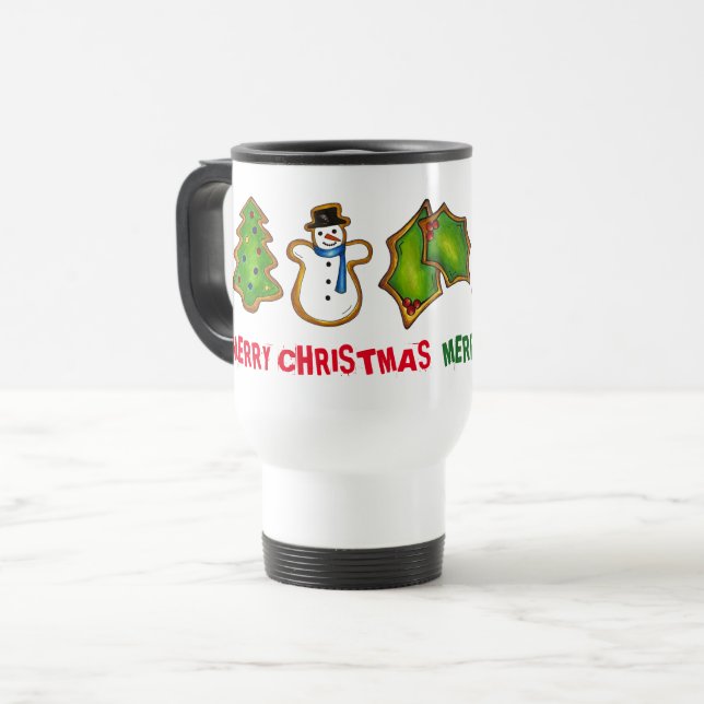 Taza De Viaje Feliz Navidad Cookies Snowman Tree Bell (Anverso izquierdo)