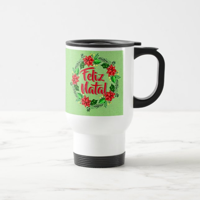 Taza De Viaje Feliz Navidad en portugués navideña (Derecha)