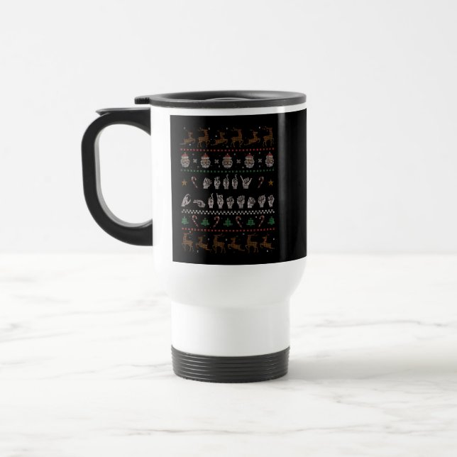 Taza De Viaje Feliz Navidad - Lengua de Rótulo Americana ASL II (Izquierda)