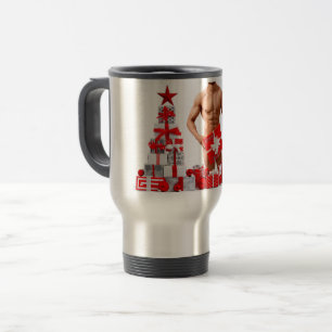 Taza De Viaje Feliz Navidad SlipperyJoe regalo rojo blanco plata
