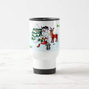 Taza De Viaje ¡Feliz Navidad! Snowman con sus amigos