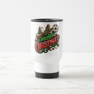 Taza De Viaje Feliz Navidad steampunk