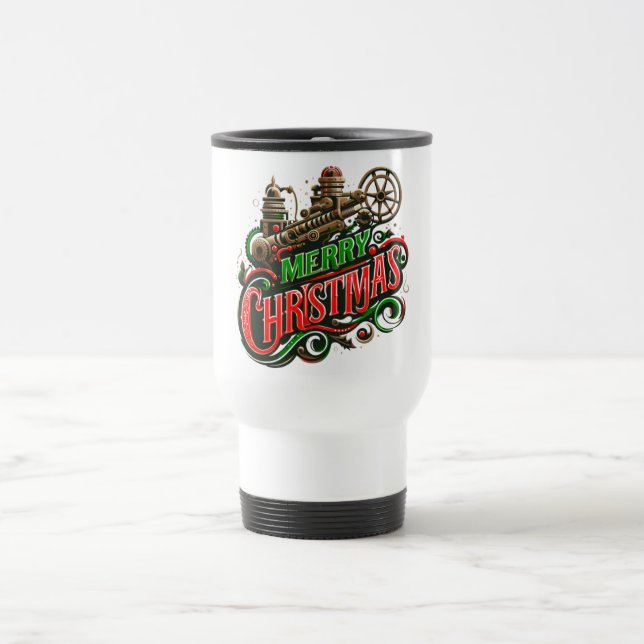 Taza De Viaje Feliz Navidad steampunk (Centro)