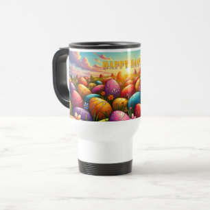 Taza De Viaje Feliz Pascua Huevos Coloridos en Prado Primaveral
