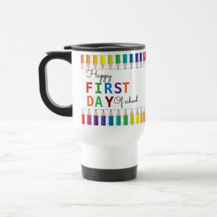 Taza De Viaje Feliz primer día escolar Mug - Diversión de vuelta