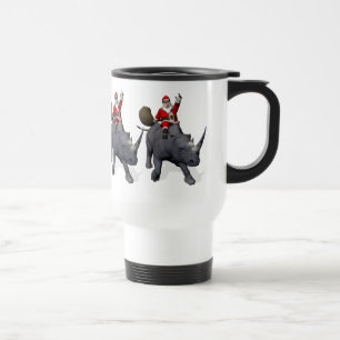 Taza De Viaje Feliz Santa Claus al rinoceronte rinoceronte