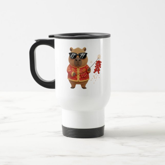Taza De Viaje Festive Firecracker Capybara Lunar New Year (Izquierda)
