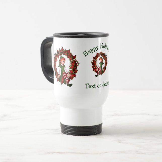 Taza De Viaje Festividad de Navidades personalizados de Elf Wrea (Anverso izquierdo)