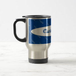 Taza De Viaje Fethers Blue Typography Name Monograma Template