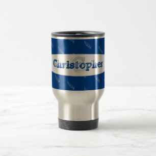 Taza De Viaje Fethers Blue Typography Name Monograma Template