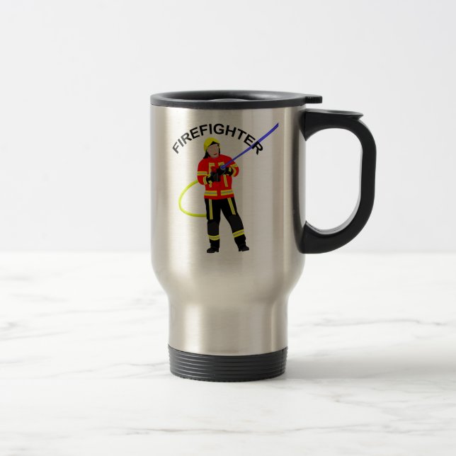 Taza De Viaje Feuerwehrmann in Einsatzkleidung Reisebecher (Derecha)