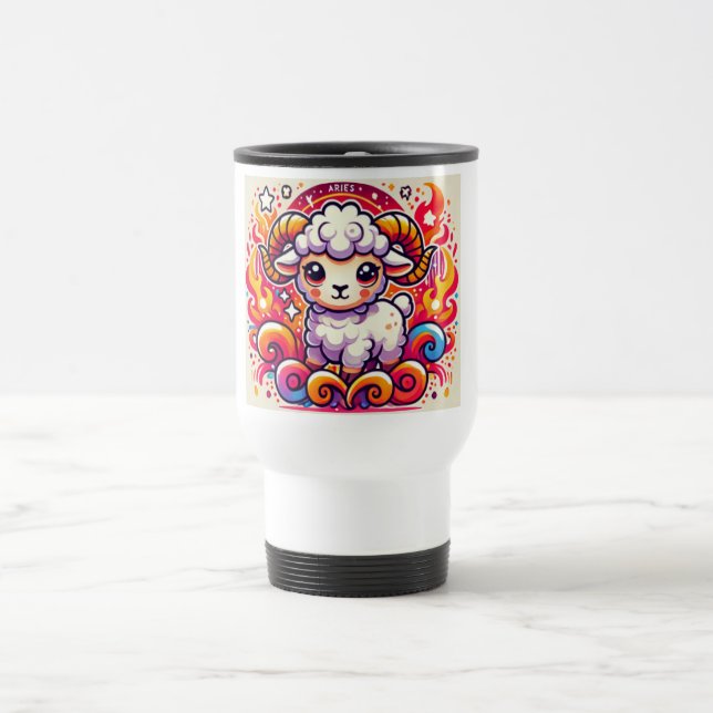 Taza De Viaje Fiery Aries Baby Ram Mug (Centro)
