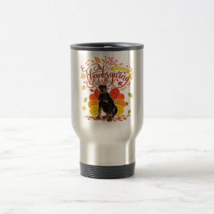 Taza De Viaje Fiesta de Acción de Gracias Doberman Dog Turkey