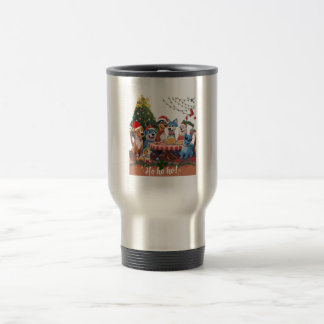 Taza De Viaje Fiesta de Navidades de familia azul