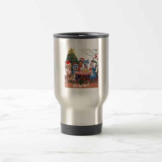 Taza De Viaje Fiesta de Navidades de familia azul (Centro)