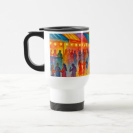 Taza de viaje fiesta en la playa en el centro 