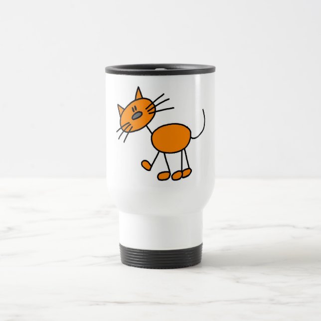 Taza De Viaje Figura camisetas y regalos del palillo del gato (Centro)
