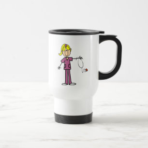 Taza De Viaje Figura femenina rubia camisetas del palillo de la