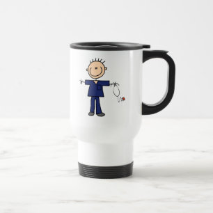 Taza De Viaje Figura masculina enfermera - azul del palillo