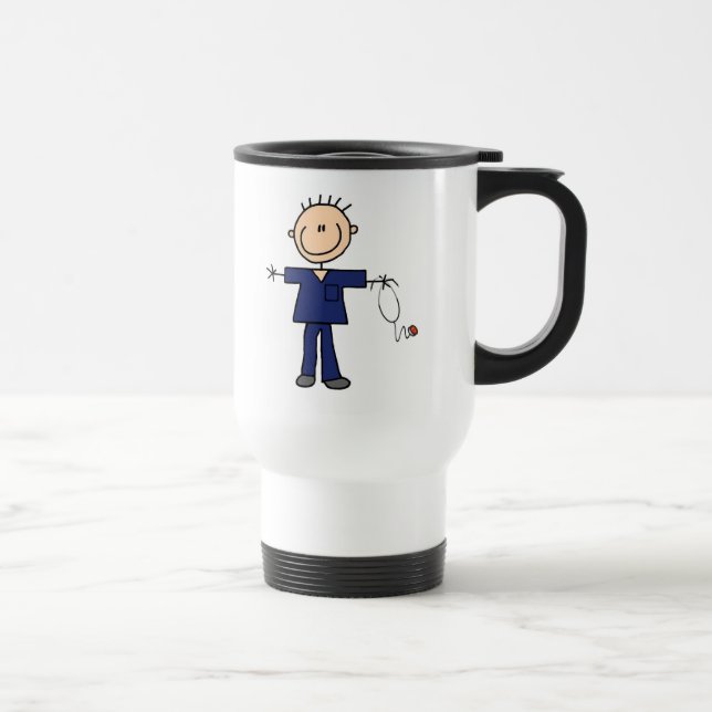 Taza De Viaje Figura masculina enfermera - azul del palillo (Derecha)