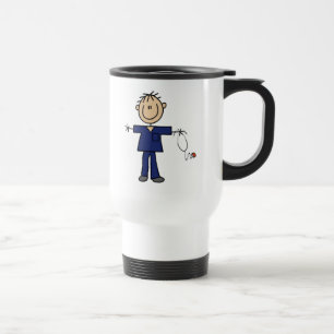 Taza De Viaje Figura masculina piel del palillo del medio de la