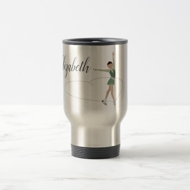 Taza De Viaje Figura patinador asiática personalizado (Centro)