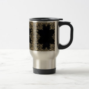 Taza De Viaje Filigree Negro Y Oro Caídos