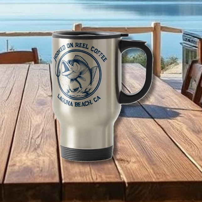 Taza De Viaje Fish-Funny-Hooked on Reel Coffee (Fish-Funny Travel Mug-Hooked on Reel Coffee-Fisherman Core)