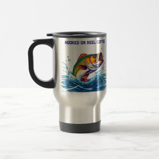 Taza De Viaje Fish-Funny-Hooked on Reel Coffee (Izquierda)