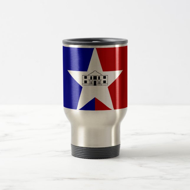 Taza De Viaje Flag of San Antonio, Texas Travel Mug (Centro)