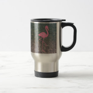 Taza De Viaje Flamenco rosado del monograma + Agua del océano
