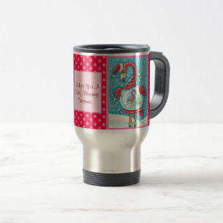 TAZA DE VIAJE FLAMINGO ROJO, NAVIDADES BLANCOS VIAJAN MUG COMUTE