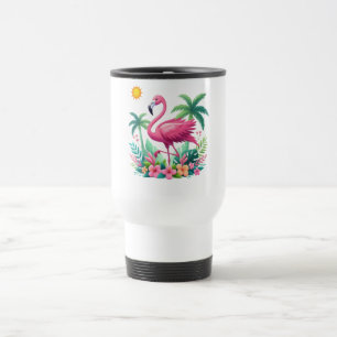 Taza De Viaje Flamingo rosa de Florida/Tropical