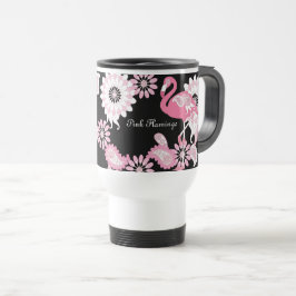 Taza De Viaje Flamingo rosa paisley negro moderno