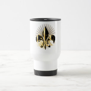 Taza De Viaje Fleur de Lis negro y dorado