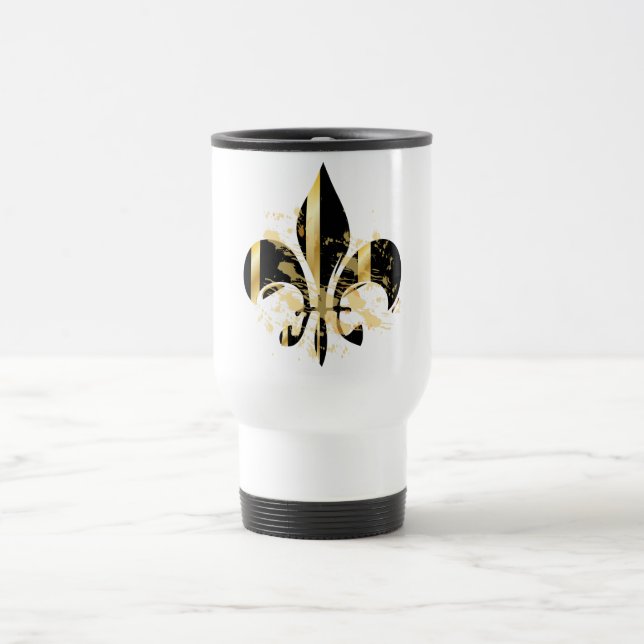 Taza De Viaje Fleur de Lis negro y oro (Centro)