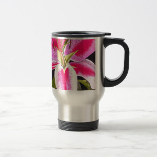 Taza De Viaje Flor acuarela de arte pop de Lily Rosa Caliente
