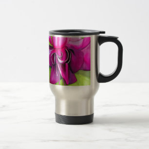 Taza De Viaje Flor acuarela de color rosa de arte pop de Fuchsia