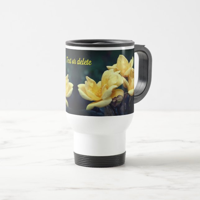 Taza De Viaje Flor amarillo rosebud personalizada (Anverso derecho)