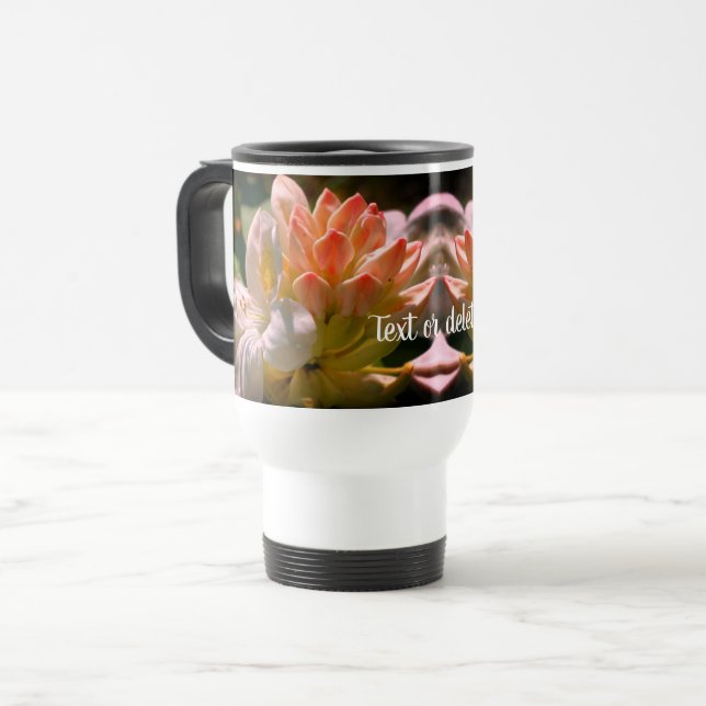 Taza De Viaje Flor azul blanca personalizada (Anverso izquierdo)