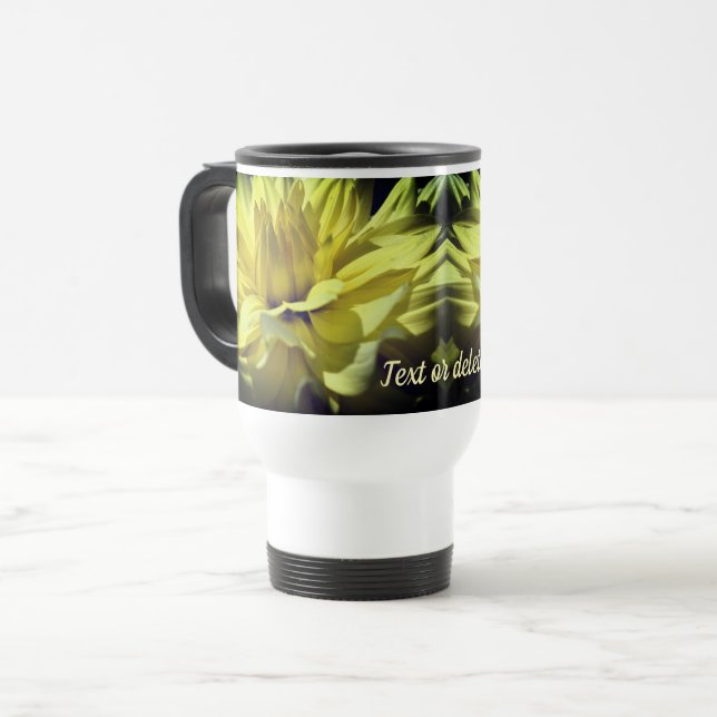 Taza De Viaje Flor dahlia amarilla personalizada (Anverso izquierdo)