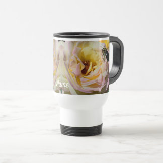 Taza De Viaje Flor De Abeja Y Rosa Personalizada
