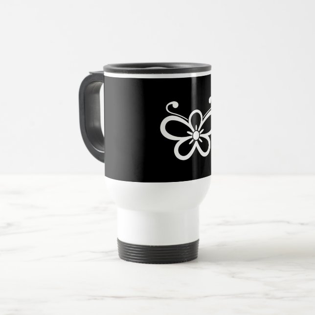 Taza De Viaje Flor de ciruela en forma de mariposa sombreada (Ko (Anverso izquierdo)