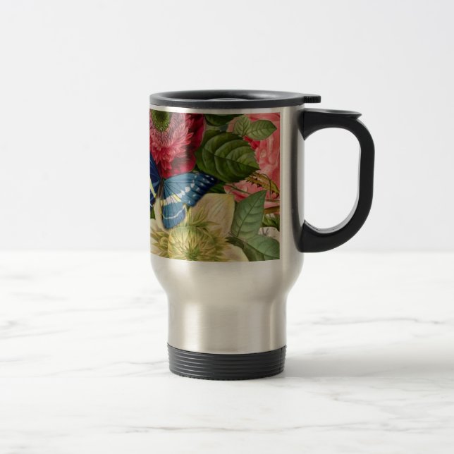 Taza De Viaje Flor de época Bouquet con mariposas (Derecha)