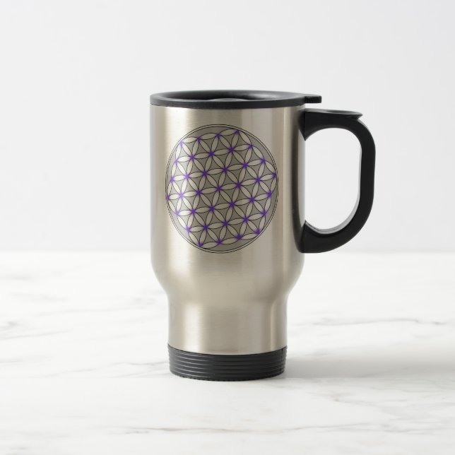 Taza De Viaje Flor de la lila del gris de la vida (Derecha)